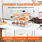 Food Storage: VEVOR Pastry Display Case, 3-Tier Commercial Countertop Bakery Display Case, Acrylic Display Box with Rear Door Access & Removable Shelves, Keep Fresh for Donut Bagels Cake Cookie