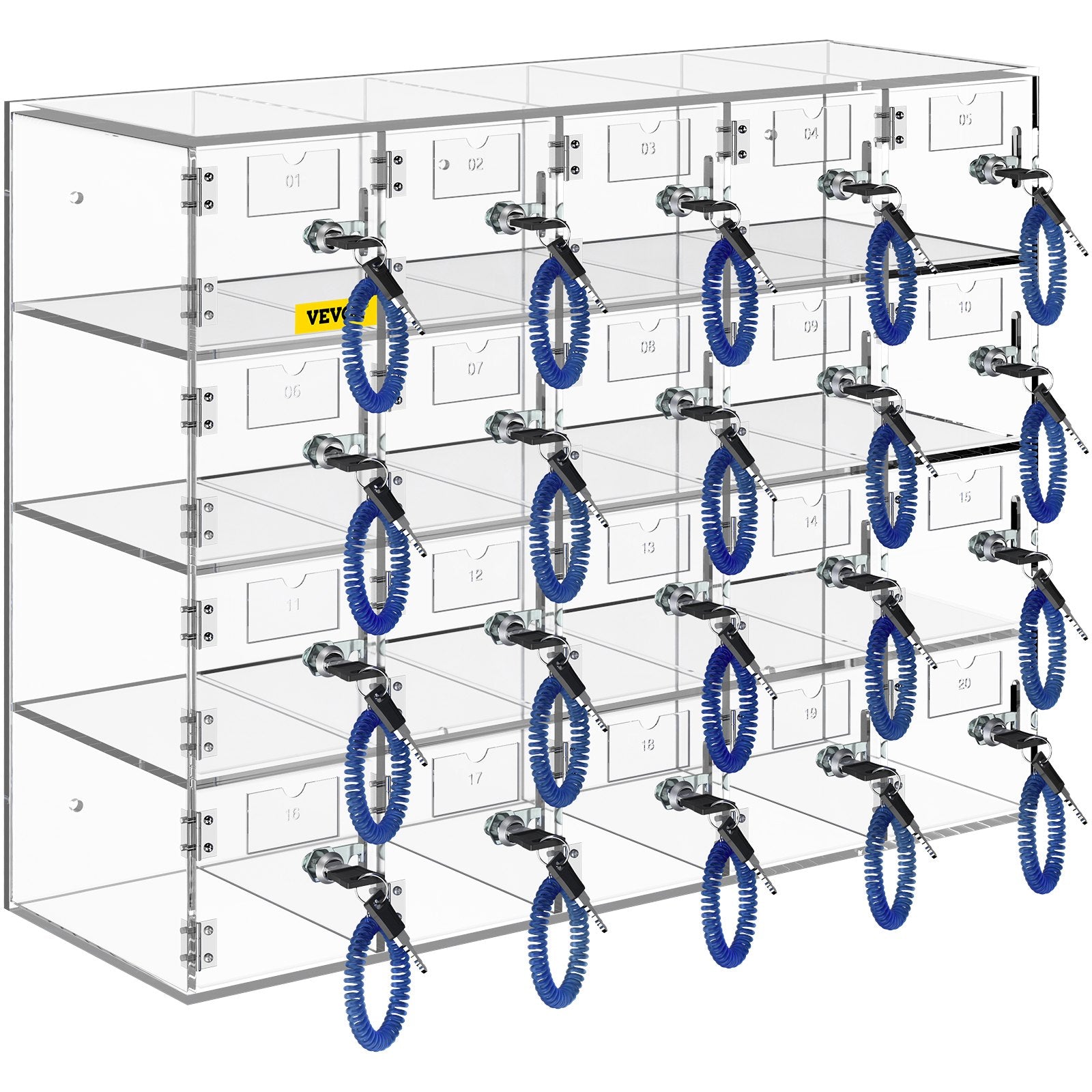 Storage Cabinets & Lockers: VEVOR Acrylic Cell Phone Locker Box Storage Cabinet Pocket w/Keys 20 Slots Clear