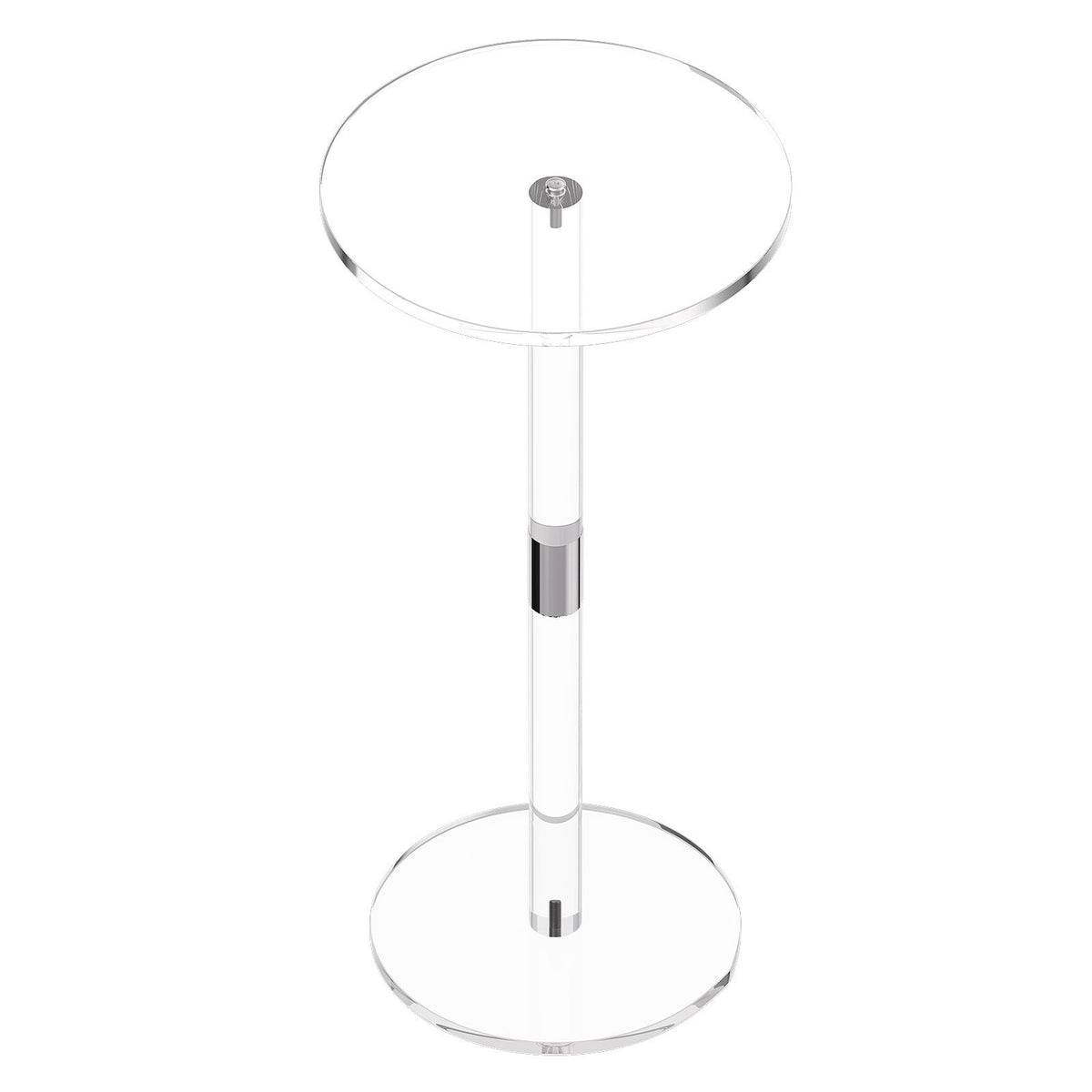 Acrylic Drink Table, Clear End Table Round Top with Solid Post, Modern Acrylic Cake Table Stand, Transparent Side Desk for Coffee, Drink, Food, Snack, Easy Assembly, 25.4 x 25.4 x 54 cm (Clear)
