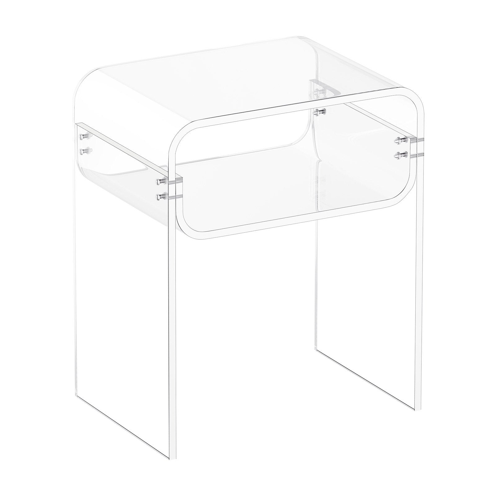 Bedside Tables: VEVOR Acrylic Side Table, 2 Tiers Clear Bedside Table with Storage Shelf, Modern Rectangle Acrylic End Desk, Transparent Thick Nightstand for Bedroom, Living Room, Study, 30 x 40 x 50 cm (Clear)
