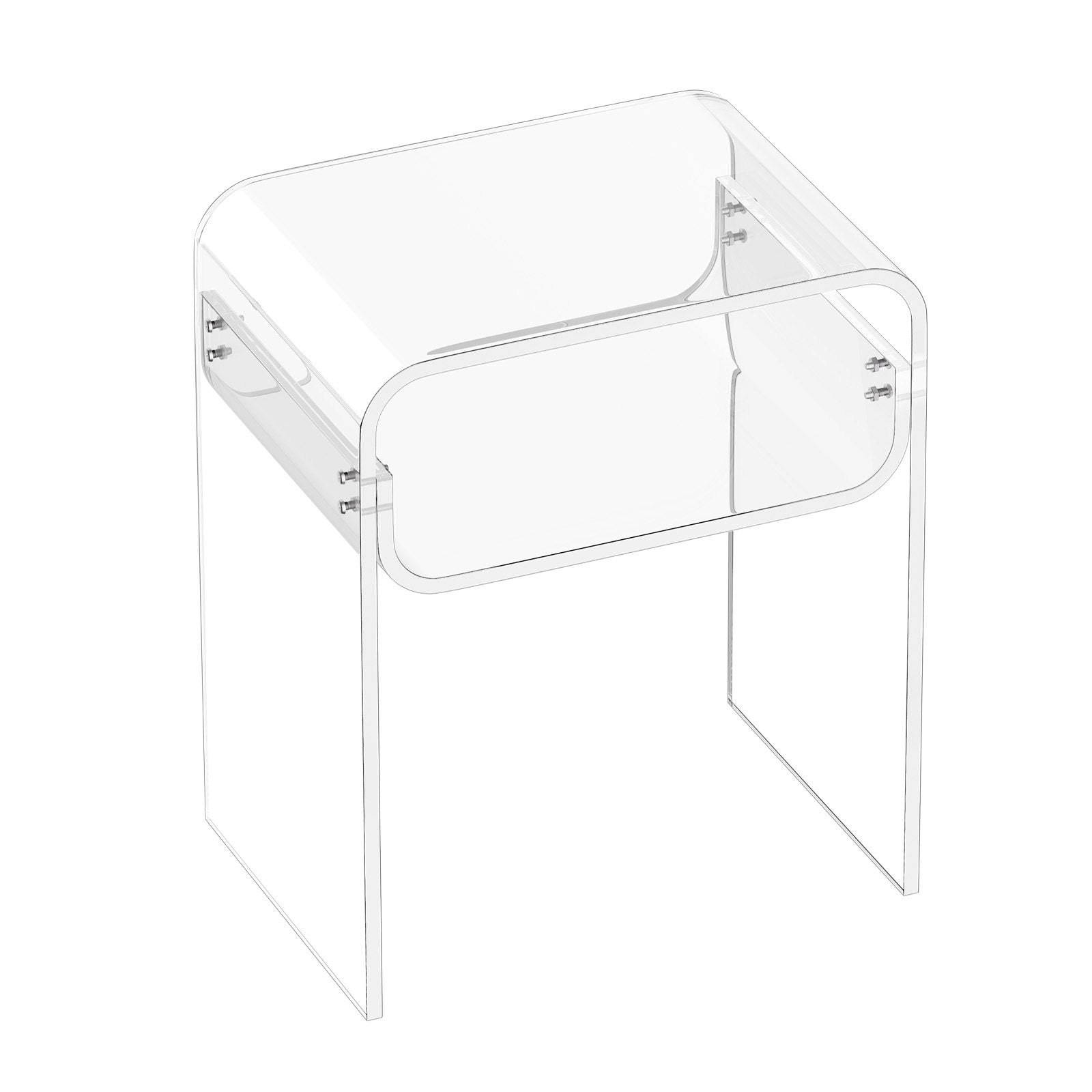 Bedside Tables: VEVOR Acrylic Side Table, 2 Tiers Clear Bedside Table with Storage Shelf, Modern Rectangle Acrylic End Desk, Transparent Thick Nightstand for Bedroom, Living Room, Study, 30 x 40 x 50 cm (Clear)