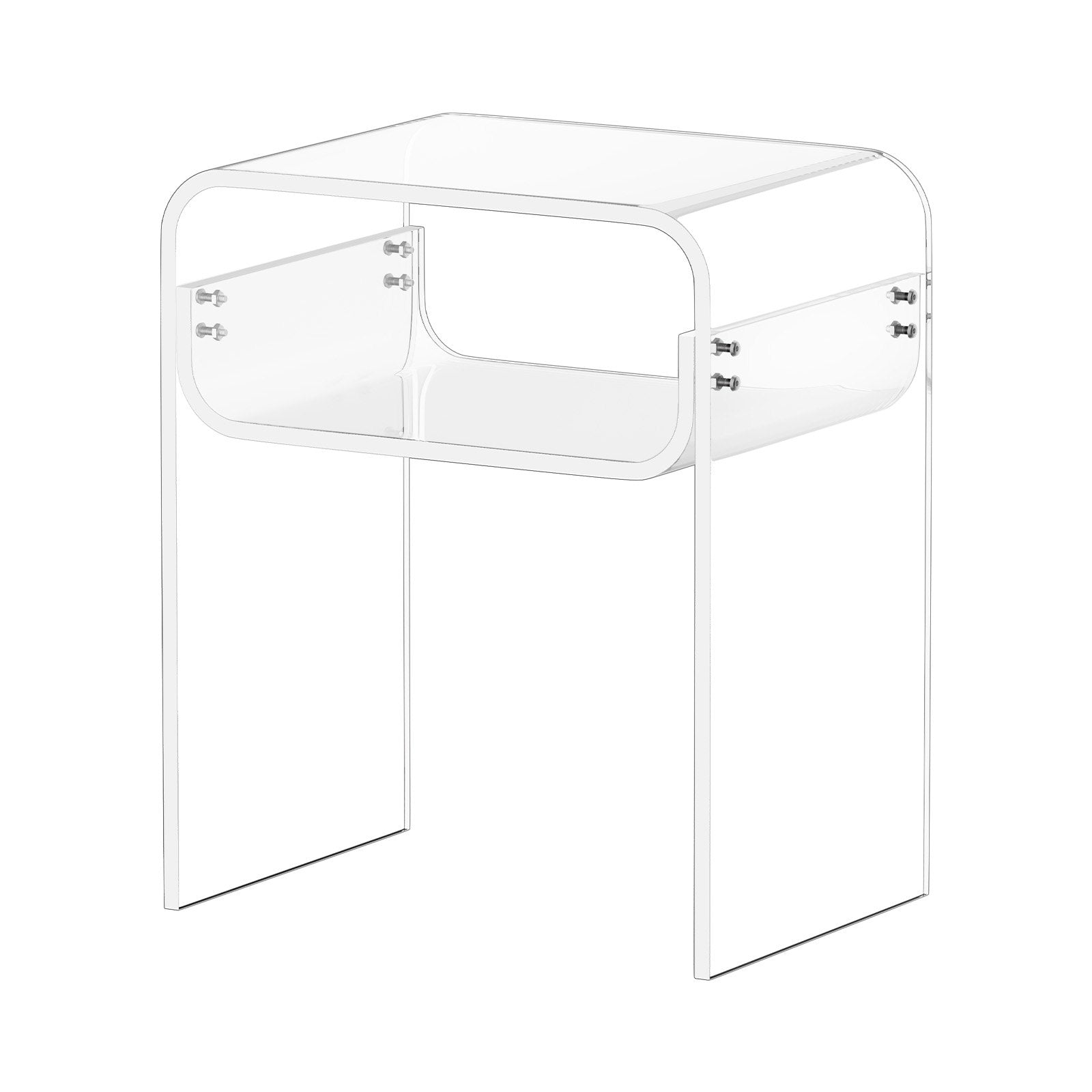 Bedside Tables: VEVOR Acrylic Side Table, 2 Tiers Clear Bedside Table with Storage Shelf, Modern Rectangle Acrylic End Desk, Transparent Thick Nightstand for Bedroom, Living Room, Study, 30 x 40 x 50 cm (Clear)
