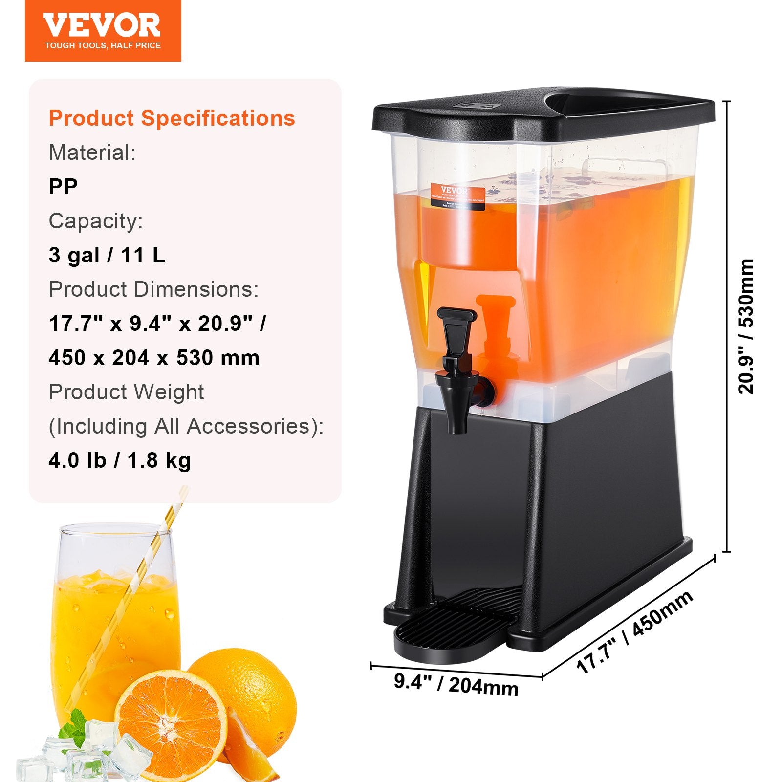 Food Dehydrators: VEVOR Beverage Dispenser, 3 Gallon Drink Dispenser for Parties, Plastic Juice Dispenser with Stand Spigot Lid, Iced Tea Lemonade Juice Water Dispenser, for Restaurants, Hotels, Parties