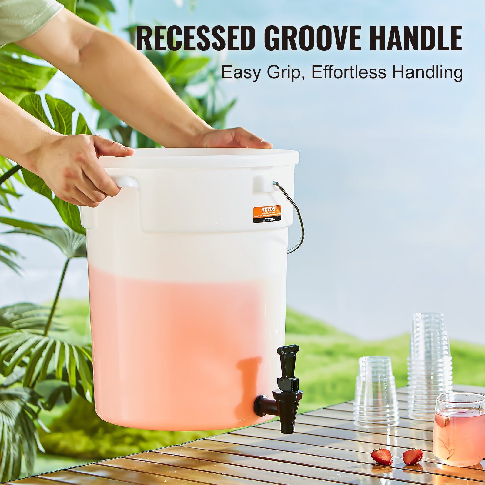 Beverage Dispenser, 5 Gallon Drink Dispensers for Parties, Plastic Juice Dispenser with Spigot and Lid, Iced Tea Lemonade Juice Water Dispenser, for Restaurants, Hotels, Parties