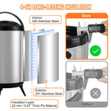 Drinkware: VEVOR Stainless Steel Insulated Beverage Dispenser, 7.6 Liter, Thermal Hot and Cold Drink Server Dispenser with Spigot Handle, Food-grade for Hot Tea Coffee Water Restaurant Drink Shop