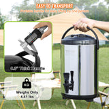 Drinkware: VEVOR Stainless Steel Insulated Beverage Dispenser, 7.6 Liter, Thermal Hot and Cold Drink Server Dispenser with Spigot Handle, Food-grade for Hot Tea Coffee Water Restaurant Drink Shop