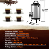 Drinkware: VEVOR Stainless Steel Insulated Beverage Dispenser, 7.6 Liter, Thermal Hot and Cold Drink Server Dispenser with Spigot Handle, Food-grade for Hot Tea Coffee Water Restaurant Drink Shop