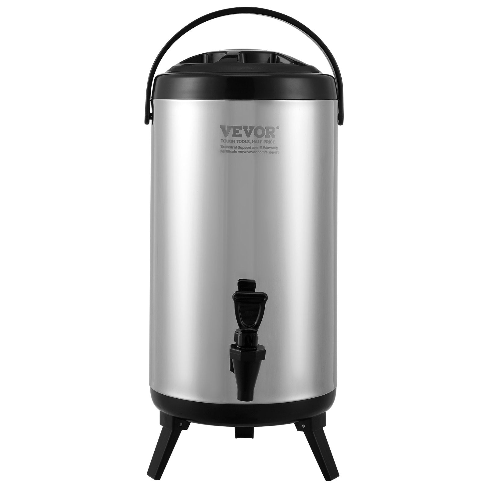 Drinkware: VEVOR Stainless Steel Insulated Beverage Dispenser, 9.2 Liter, Thermal Hot and Cold Drink Server Dispenser with Spigot Handle, Food-grade for Hot Tea Coffee Water Restaurant Drink Shop