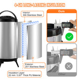 Drinkware: VEVOR Stainless Steel Insulated Beverage Dispenser, 9.2 Liter, Thermal Hot and Cold Drink Server Dispenser with Spigot Handle, Food-grade for Hot Tea Coffee Water Restaurant Drink Shop