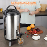 Drinkware: VEVOR Stainless Steel Insulated Beverage Dispenser, 9.2 Liter, Thermal Hot and Cold Drink Server Dispenser with Spigot Handle, Food-grade for Hot Tea Coffee Water Restaurant Drink Shop