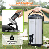 Drinkware: VEVOR Stainless Steel Insulated Beverage Dispenser, 9.2 Liter, Thermal Hot and Cold Drink Server Dispenser with Spigot Handle, Food-grade for Hot Tea Coffee Water Restaurant Drink Shop