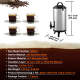 Drinkware: VEVOR Stainless Steel Insulated Beverage Dispenser, 9.2 Liter, Thermal Hot and Cold Drink Server Dispenser with Spigot Handle, Food-grade for Hot Tea Coffee Water Restaurant Drink Shop