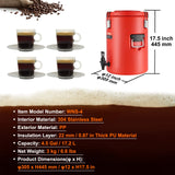 Drinkware: VEVOR Stainless Steel Insulated Beverage Dispenser, 17.2 Liter, Thermal Hot and Cold Drink Server Dispenser with Spigot Handle, Food-grade for Hot Tea Coffee Water Restaurant Drink Shop