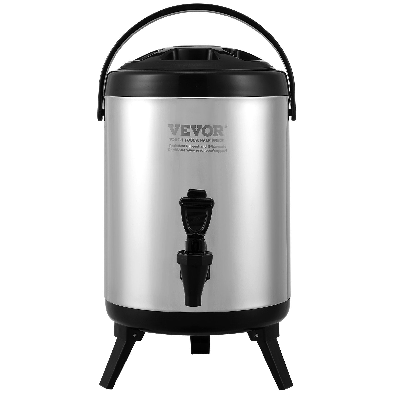 Stainless Steel Insulated Beverage Dispenser, 6 Liter, Thermal Hot and Cold Drink Server Dispenser with Spigot Handle, Food-grade for Hot Tea Coffee Water Restaurant Drink Shop