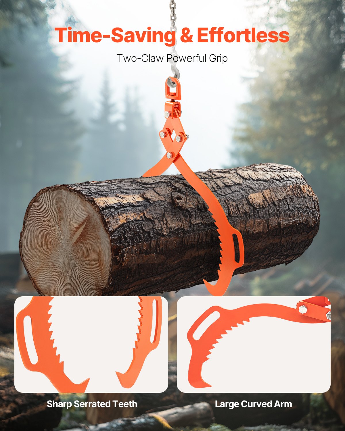 Filing & Organisation: VEVOR 32in Log Lifting Tongs, 2-Claw Log Tongs, Heavy Duty Steel Log Grapple, 1543LBS Lifting Capacity, Swivel Log Graper Timber, Eagle Claw Design, Log Skidding Tongs for Trucks, Tractors, Forklifts