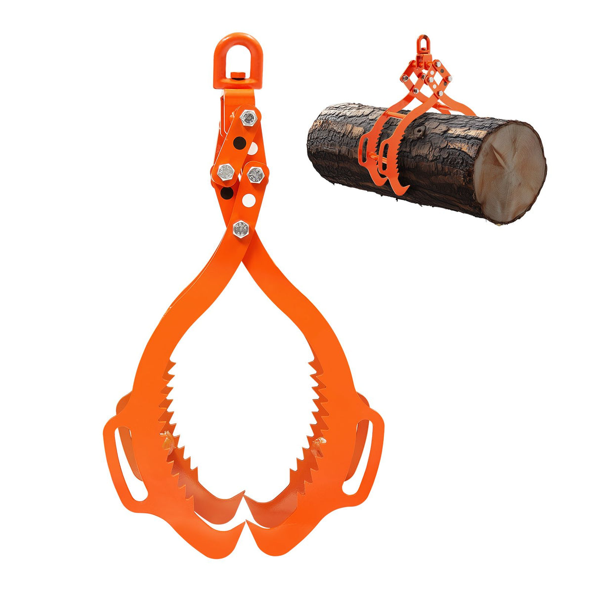 32in Log Lifting Tongs, 4-Claw Log Tongs, Heavy Duty Steel Log Grapple, 2200LBS Lifting Capacity, Swivel Log Graper Timber, Eagle Claw Design, Log Skidding Tongs for Trucks, Tractors, Forklifts