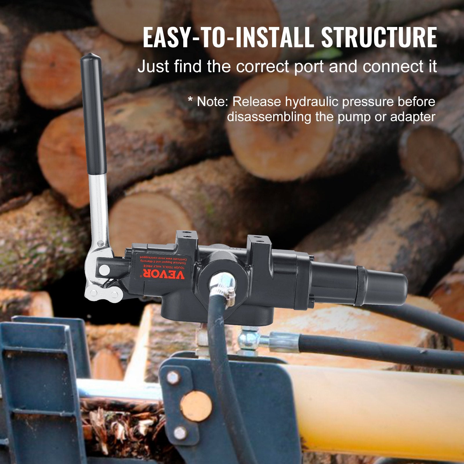 Hydraulic Log Splitter Valve 1 Spool, 25 GPM Hydraulic Directional Control Valve, 3626PSI Hydraulic Loader Valve, Hydraulic Joystick Control Valve for Small Tractors, Loaders, Log Splitter