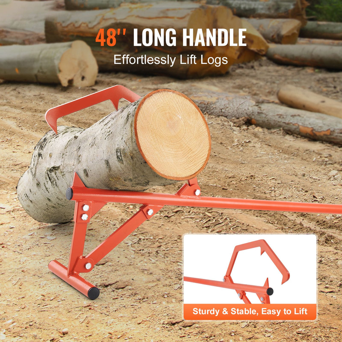 Timberjack, 46.5 in, Heavy Duty Steel Log Roller, Log Lifter with Adjustable Cant Hook, Logging Tools Log Jack for Logs Ups to 25" Dia, Timber Jack for Rolling Cutting and Lifting Logs