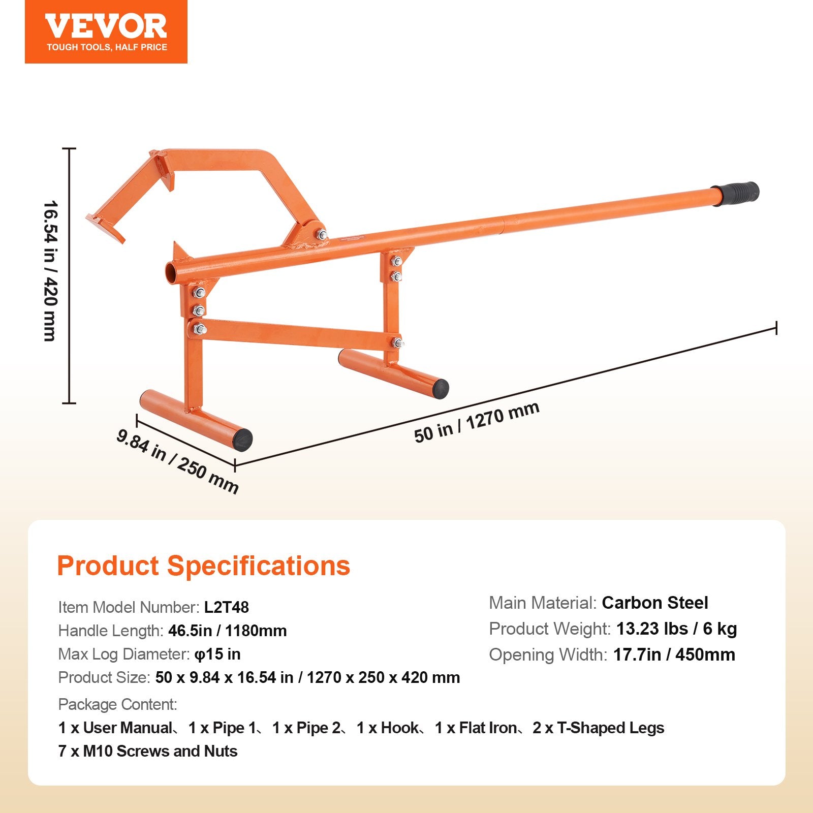 Laminators: VEVOR Timberjack, 46.5 in, Heavy Duty Steel Log Lifter, Log Roller with Adjustable Cant Hook, Logging Tools Log Jack for Logs Ups to 15" Dia, Timber Jack for Rolling Cutting Lifting Logs