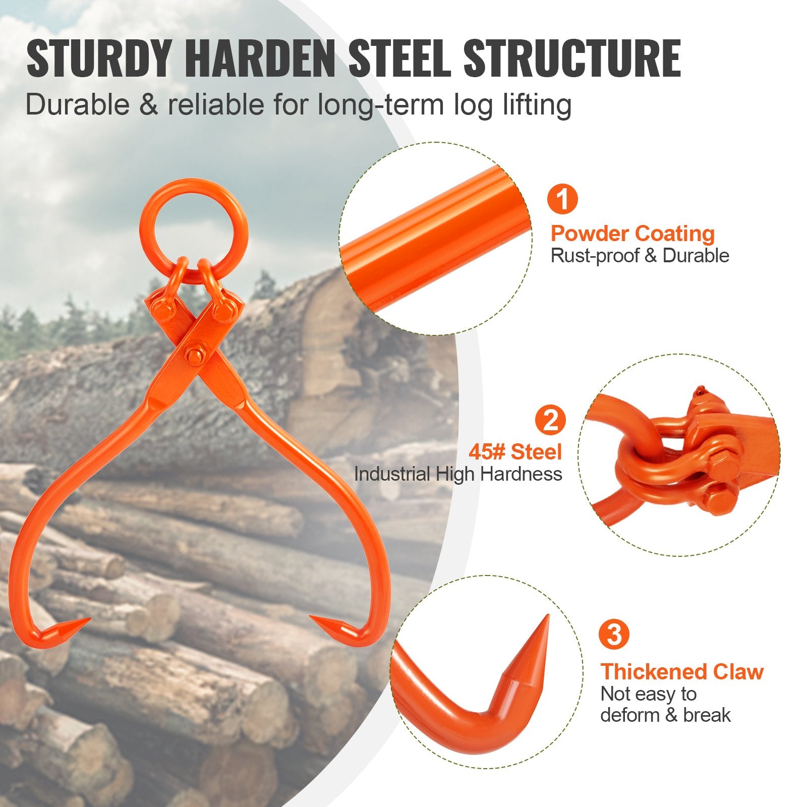 Mobility & Accessibility: VEVOR Log Skidding Tongs, 18 inch 2 Claw Log Lifting Tongs, Heavy Duty Steel Lumber Skidding Tongs, 772 lbs/350 kg Loading Capacity, Log Lifting, Handling, Dragging & Carrying Tool