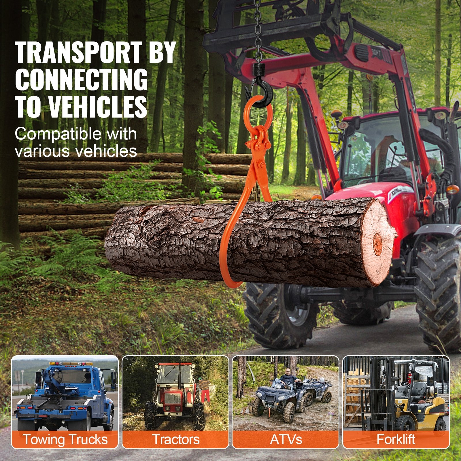 Mobility & Accessibility: VEVOR Log Skidding Tongs, 18 inch 2 Claw Log Lifting Tongs, Heavy Duty Steel Lumber Skidding Tongs, 772 lbs/350 kg Loading Capacity, Log Lifting, Handling, Dragging & Carrying Tool
