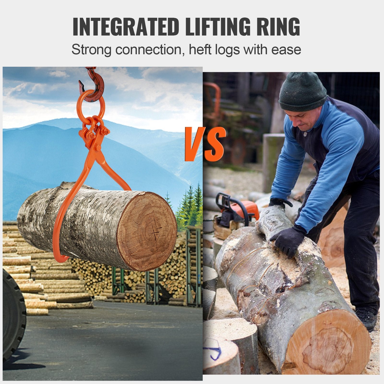 Mobility & Accessibility: VEVOR Log Skidding Tongs, 18 inch 2 Claw Log Lifting Tongs, Heavy Duty Steel Lumber Skidding Tongs, 772 lbs/350 kg Loading Capacity, Log Lifting, Handling, Dragging & Carrying Tool
