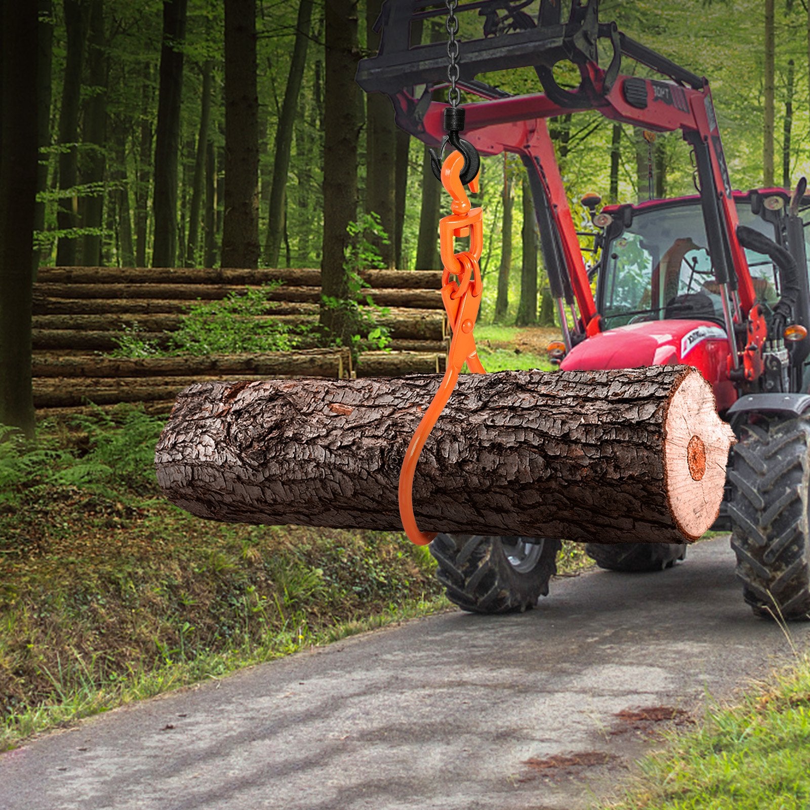 Log Skidding Tongs, 45.7cm 2 Claw Log Lifting Tongs, Heavy Duty Rotating Steel Lumber Skidding Tongs, 350 kg Loading Capacity, Log Lifting, Handling, Dragging & Carrying Tool