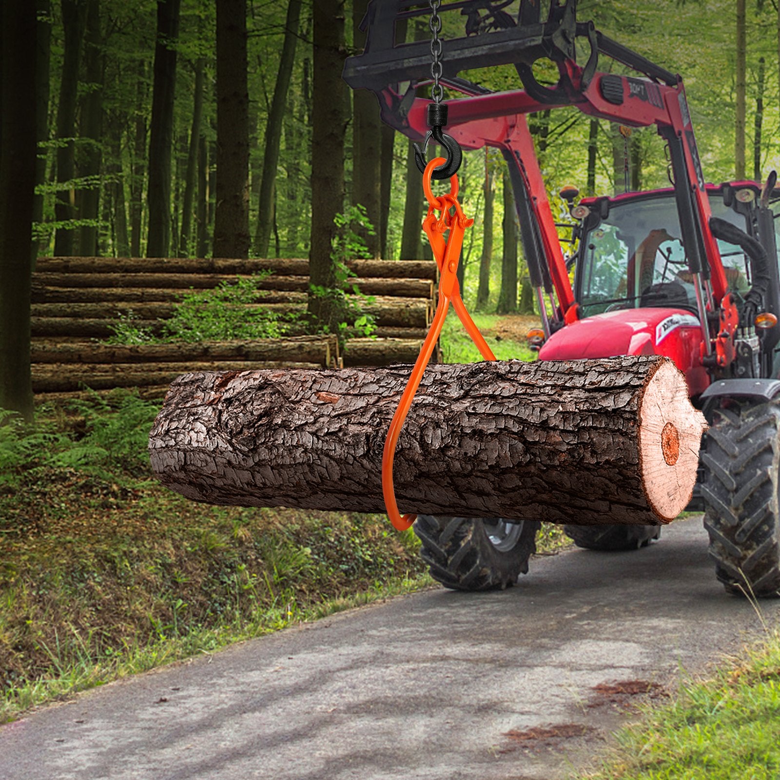 Log Skidding Tongs, 81.3cm 2 Claw Log Lifting Tongs, Heavy Duty Steel Lumber Skidding Tongs, 700 kg Loading Capacity, Log Lifting, Handling, Dragging & Carrying Tool