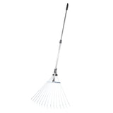 Gardening Accessories: VEVOR Leaf Rake, 15 Metal Tines, Adjustable Garden Rake for Lawns with 19-57 cm Wide Head and 81.3-160 cm Long Handle, Heavy Duty Stainless Steel Small Leaves Tool for Gardening Camping Yard Grass