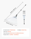 Gardening Accessories: VEVOR Leaf Rake, 15 Metal Tines, Adjustable Garden Rake for Lawns with 19-57 cm Wide Head and 81.3-160 cm Long Handle, Heavy Duty Stainless Steel Small Leaves Tool for Gardening Camping Yard Grass