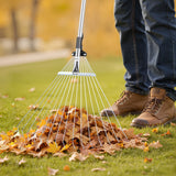 Gardening Accessories: VEVOR Leaf Rake, 15 Metal Tines, Adjustable Garden Rake for Lawns with 19-57 cm Wide Head and 81.3-160 cm Long Handle, Heavy Duty Stainless Steel Small Leaves Tool for Gardening Camping Yard Grass