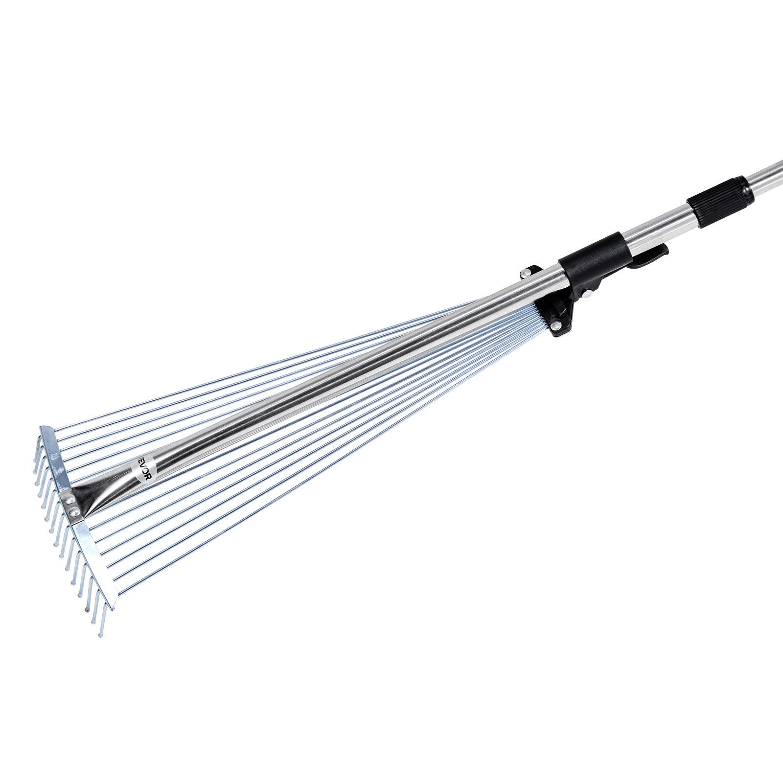 Gardening Accessories: VEVOR Leaf Rake, 15 Metal Tines, Adjustable Garden Rake for Lawns with 19-57 cm Wide Head and 81.3-160 cm Long Handle, Heavy Duty Stainless Steel Small Leaves Tool for Gardening Camping Yard Grass