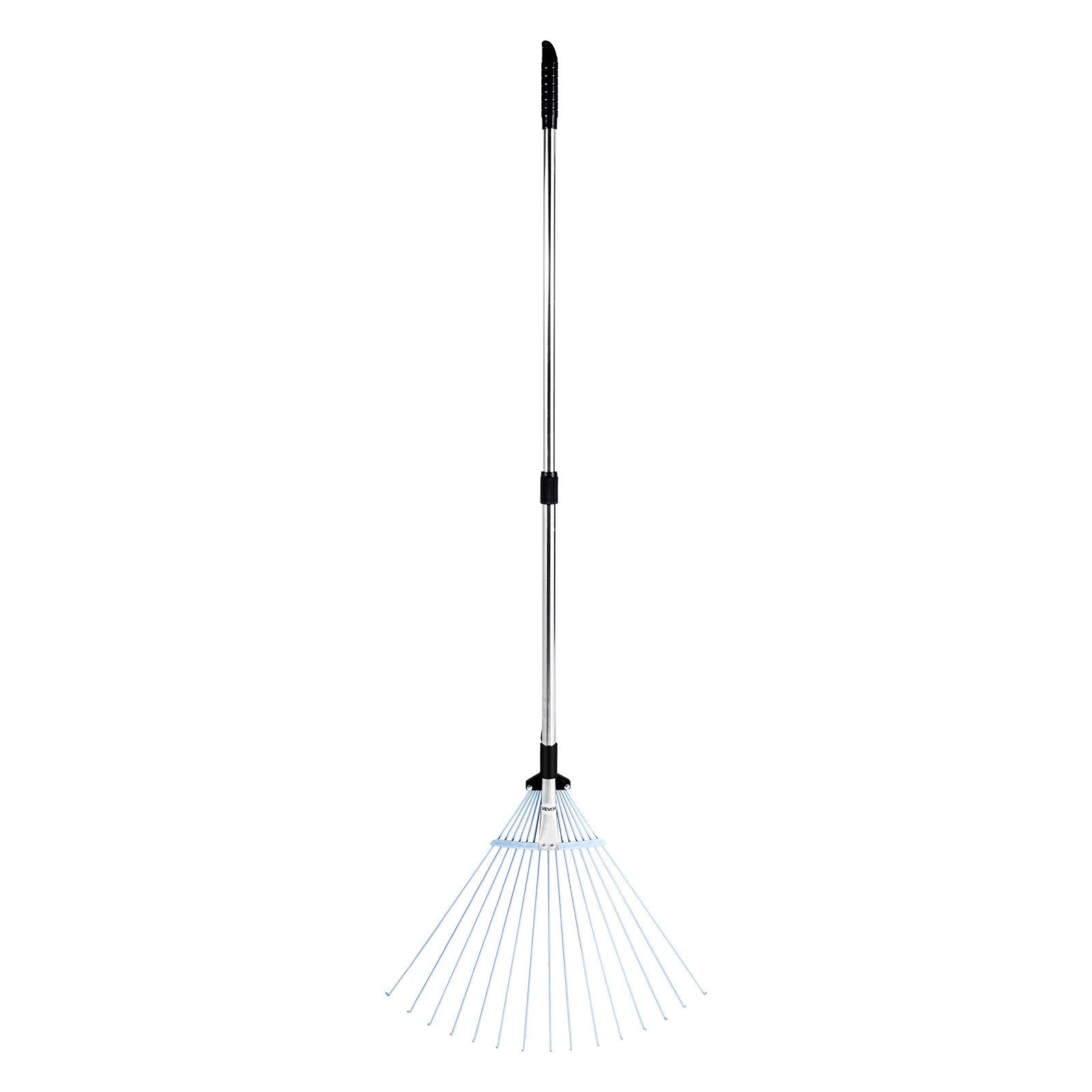 Gardening Accessories: VEVOR Leaf Rake, 15 Metal Tines, Adjustable Garden Rake for Lawns with 19-57 cm Wide Head and 81.3-160 cm Long Handle, Heavy Duty Stainless Steel Small Leaves Tool for Gardening Camping Yard Grass