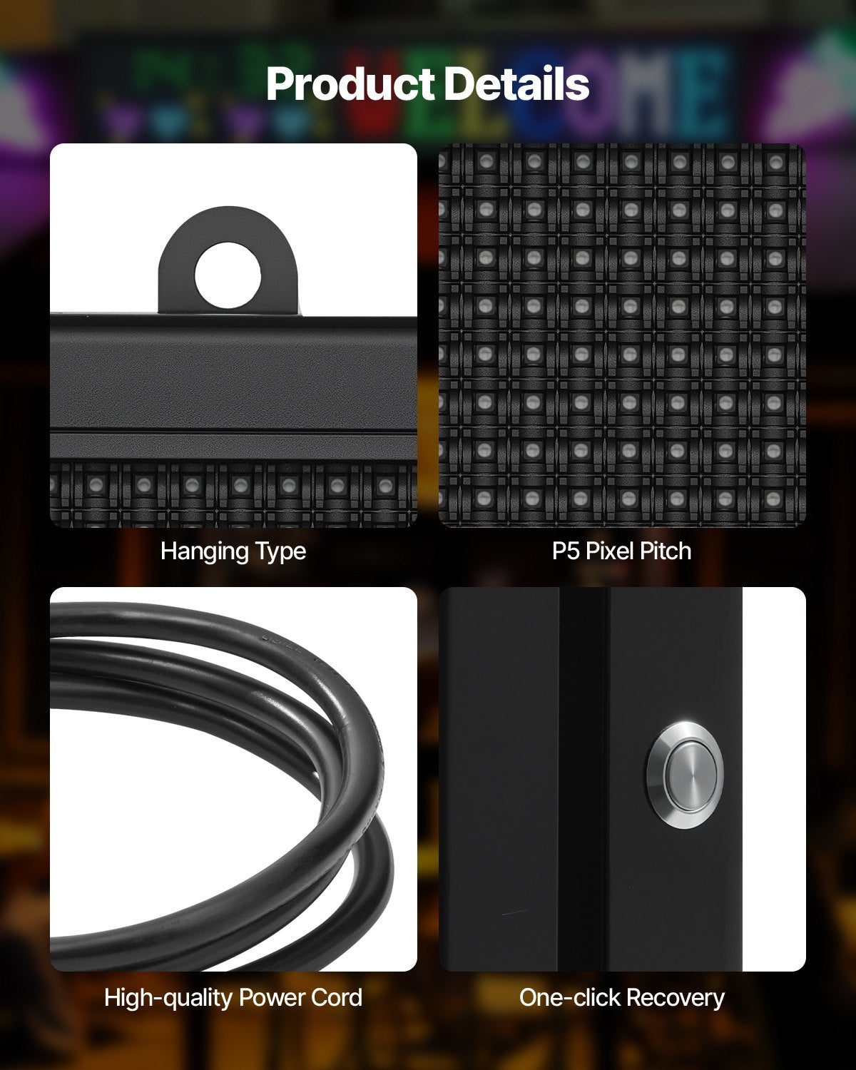 Computer Monitors & Accessories: VEVOR 27x14in Programmable LED Sign Digital Scrolling Display Board P5 Fullcolor
