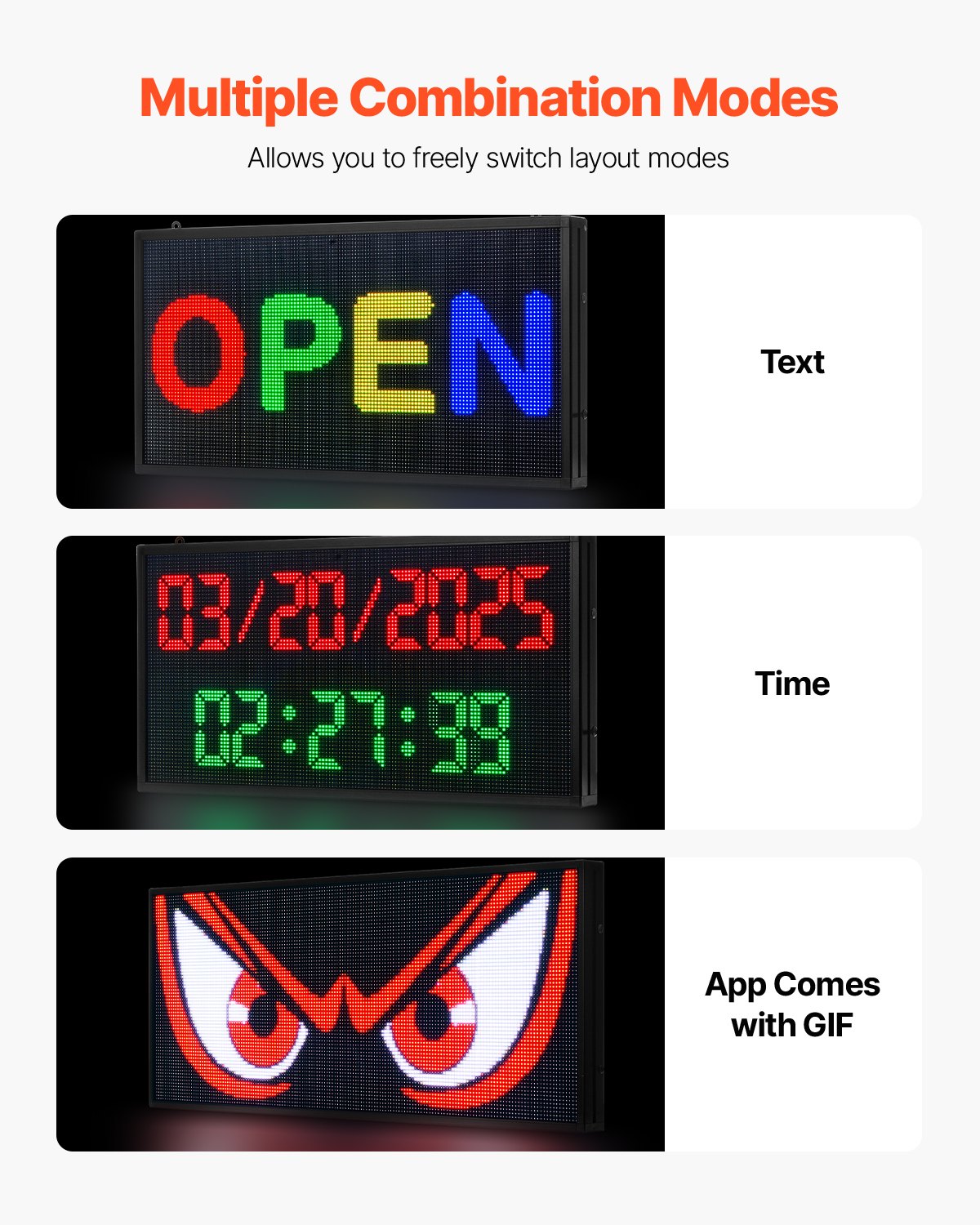 Computer Monitors & Accessories: VEVOR 27x14in Programmable LED Sign Digital Scrolling Display Board P5 Fullcolor