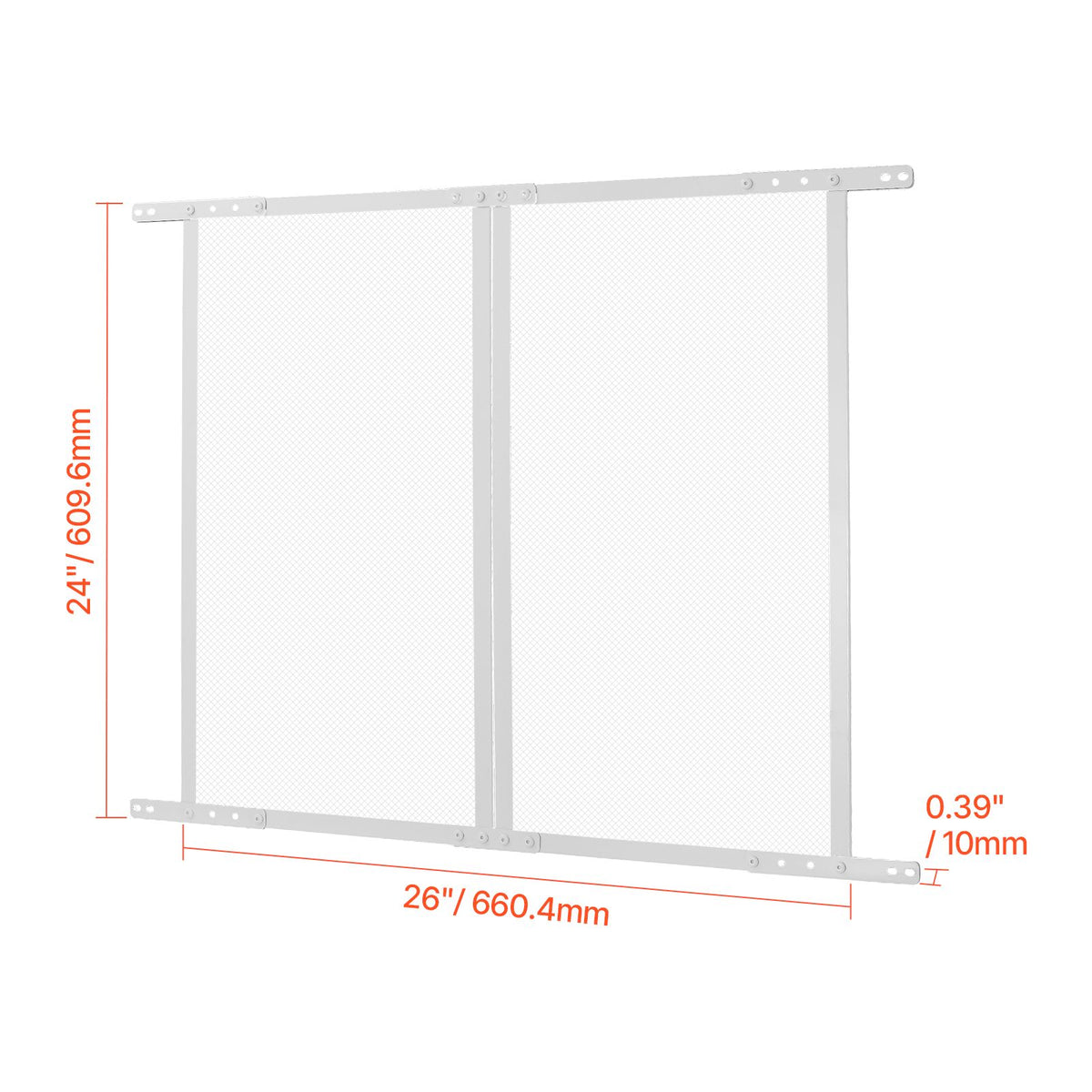 RV Screen Door Protector, 660.4 x 609.6 mm Door Grille, Easy to Install and Disassemble, Reinforced Breathable Protective Mesh, Aluminum Alloy Camper RV Entry Protector for Pet Protection, White