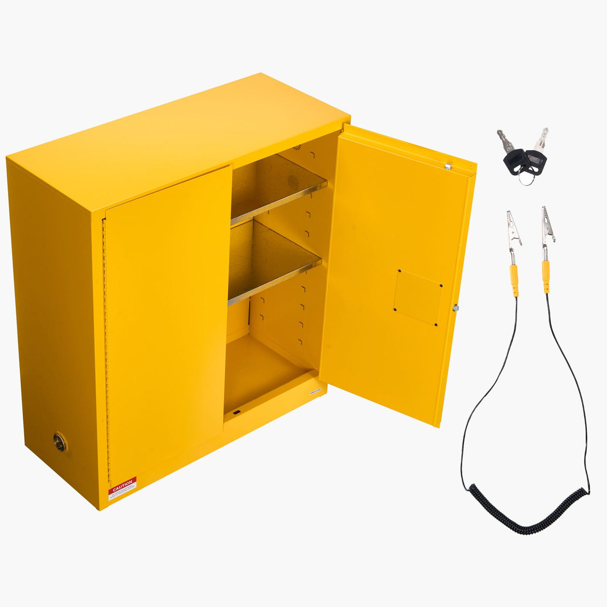 Flammable Cabinet, 109.2 x 46 x 118 cm, 29 Gallon Flammable Storage Cabinet with Adjustable Shelf, Cold-Rolled and Galvanized Steel Fire Cabinets, for Commercial Industrial and Home Use, Yellow