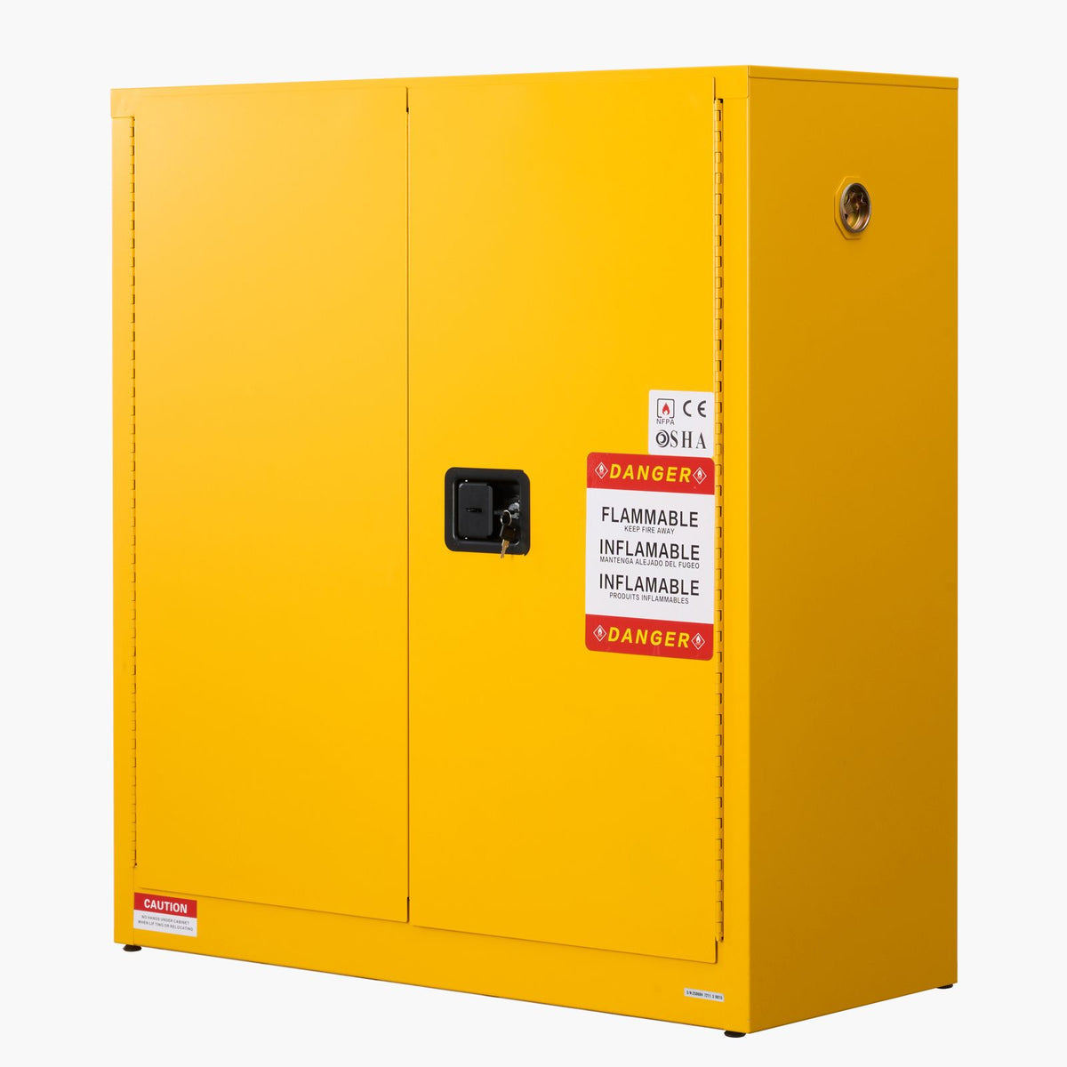 Flammable Cabinet, 109.2 x 46 x 118 cm, 29 Gallon Flammable Storage Cabinet with Adjustable Shelf, Cold-Rolled and Galvanized Steel Fire Cabinets, for Commercial Industrial and Home Use, Yellow