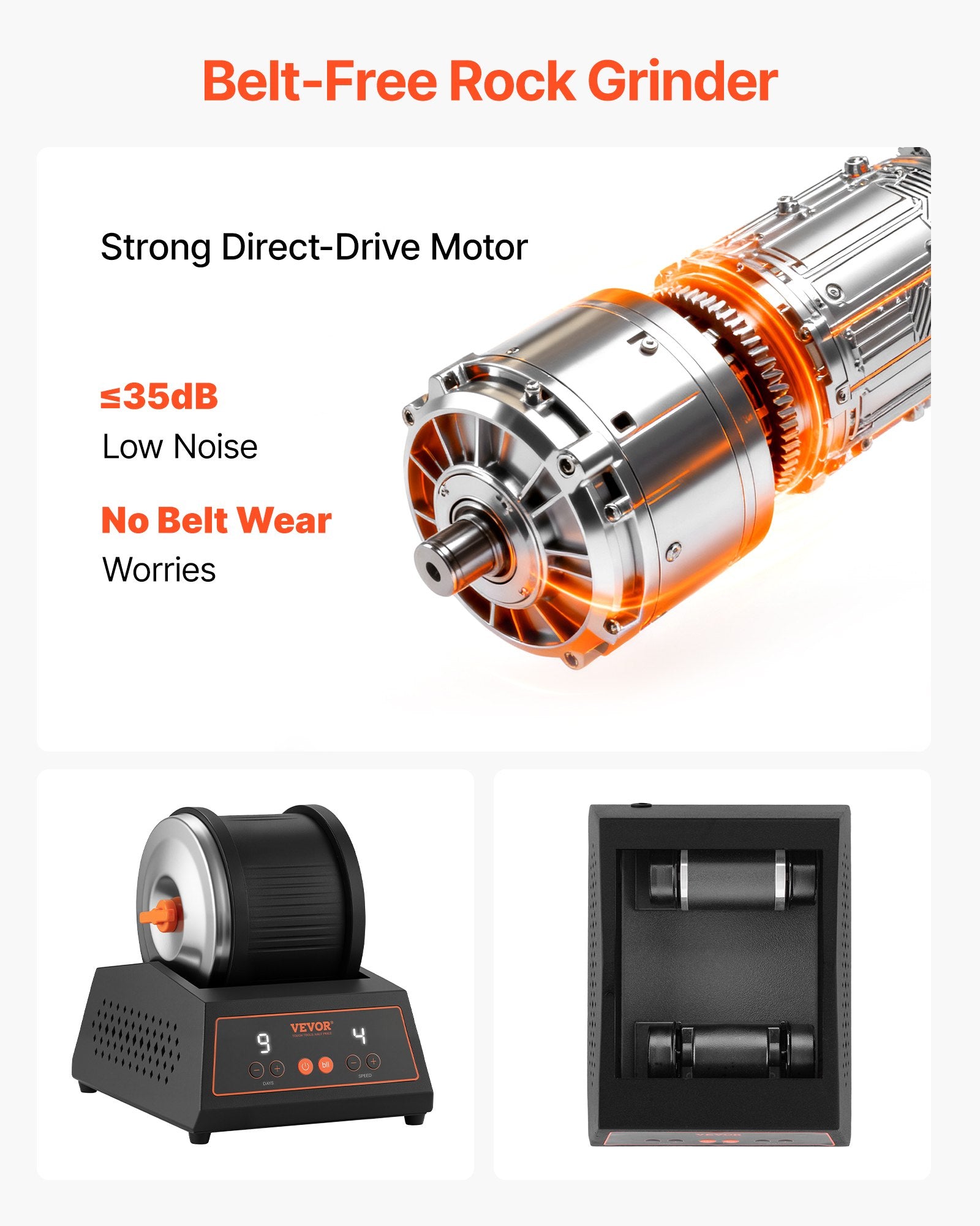 Coffee Tables: VEVOR Rock Tumbler Kit, 4lbs Rock Polishing Kit, 4 Speed Settings 9-Day Polishing Timer Stone Polishing Kit, Belt-Free Rock Polisher with Adapter & Overload Protection, Rock Polisher for Adults Kids