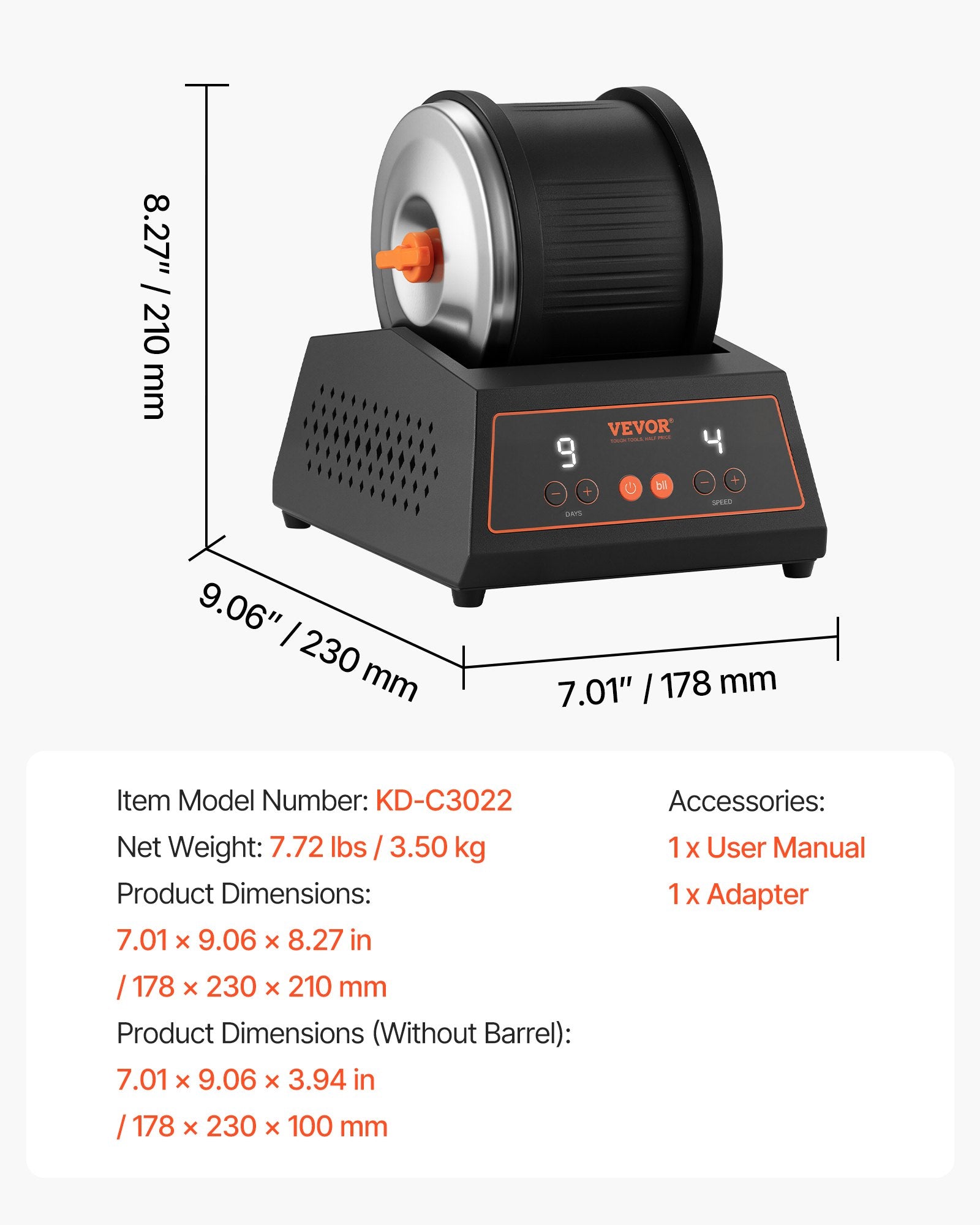 Coffee Tables: VEVOR Rock Tumbler Kit, 4lbs Rock Polishing Kit, 4 Speed Settings 9-Day Polishing Timer Stone Polishing Kit, Belt-Free Rock Polisher with Adapter & Overload Protection, Rock Polisher for Adults Kids