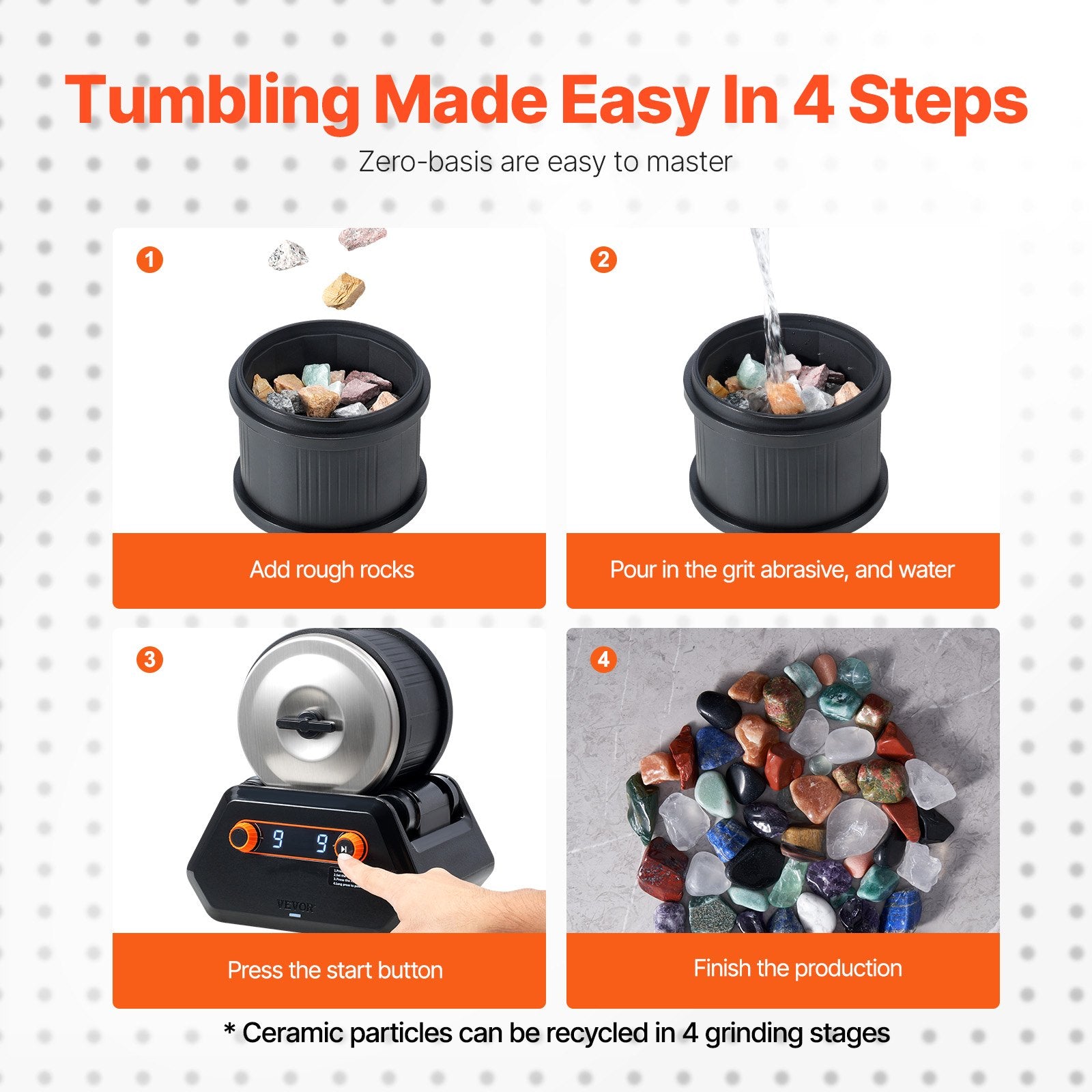 Nail Care: VEVOR Rock Tumbler Kit, 4 lbs Rock Polishing Kit, 9 Speed Settings 9-Day Polishing Timer Stone Polishing Kit, Rock Polisher with Rough Gemstones and Polishing Grits, Rock Polisher for Kids Adults