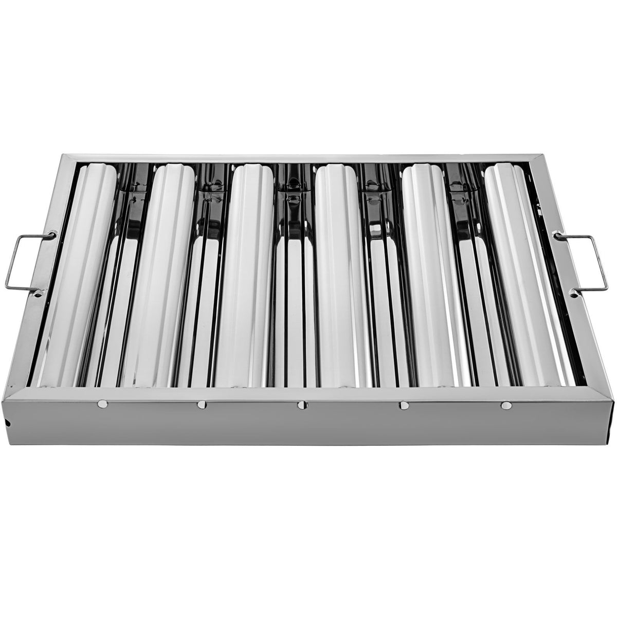 Pack of 6 Hood Filters 19.5W x 15.5H Inch, 430 Stainless Steel 5 Grooves Commercial Hood Filters, Range Hood Filter for Grease Rated Commercial Kitchen Exhaust Hoods