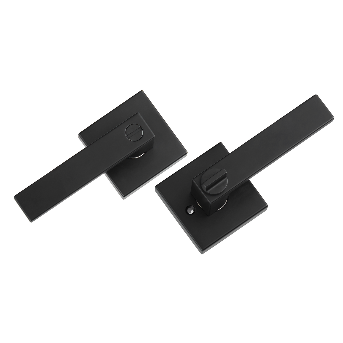Privacy Door Handle, 10 Pack Matte Black Door Lever, Left or Right Handing Reversible Lever with Keyless Lock, 45° Rotation to Open, Universal Square Interior for Bedroom and Bathroom Doors
