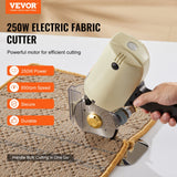 Chainsaws: VEVOR Fabric Cutter, 250W Electric Rotary Fabric Cutting Machine, 1.1" Cutting Thickness, Octagonal Knife, with Replacement Blade and Sharpening Stones, for Multi-Layer Cloth Fabric Leather