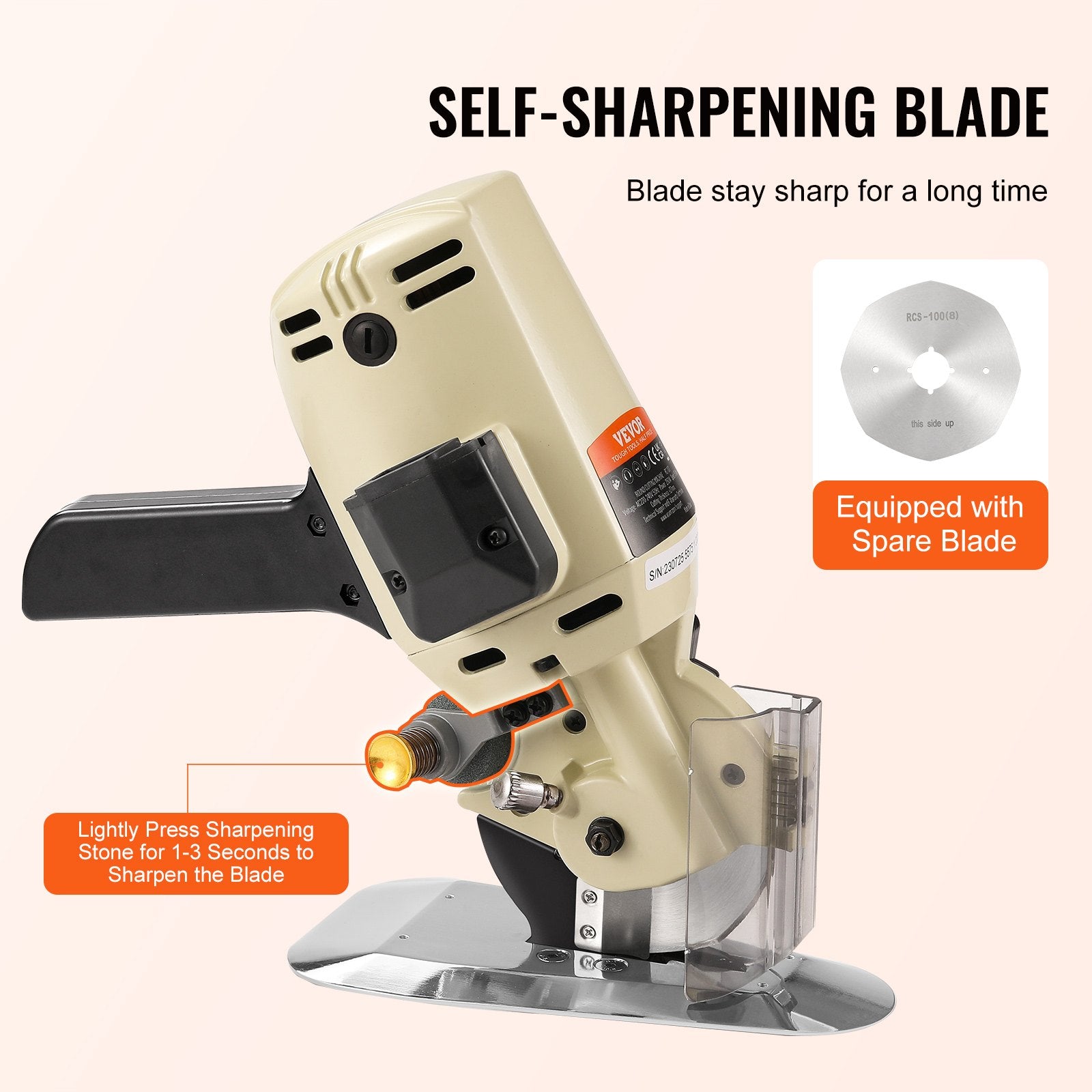 Chainsaws: VEVOR Fabric Cutter, 250W Electric Rotary Fabric Cutting Machine, 1.1" Cutting Thickness, Octagonal Knife, with Replacement Blade and Sharpening Stones, for Multi-Layer Cloth Fabric Leather