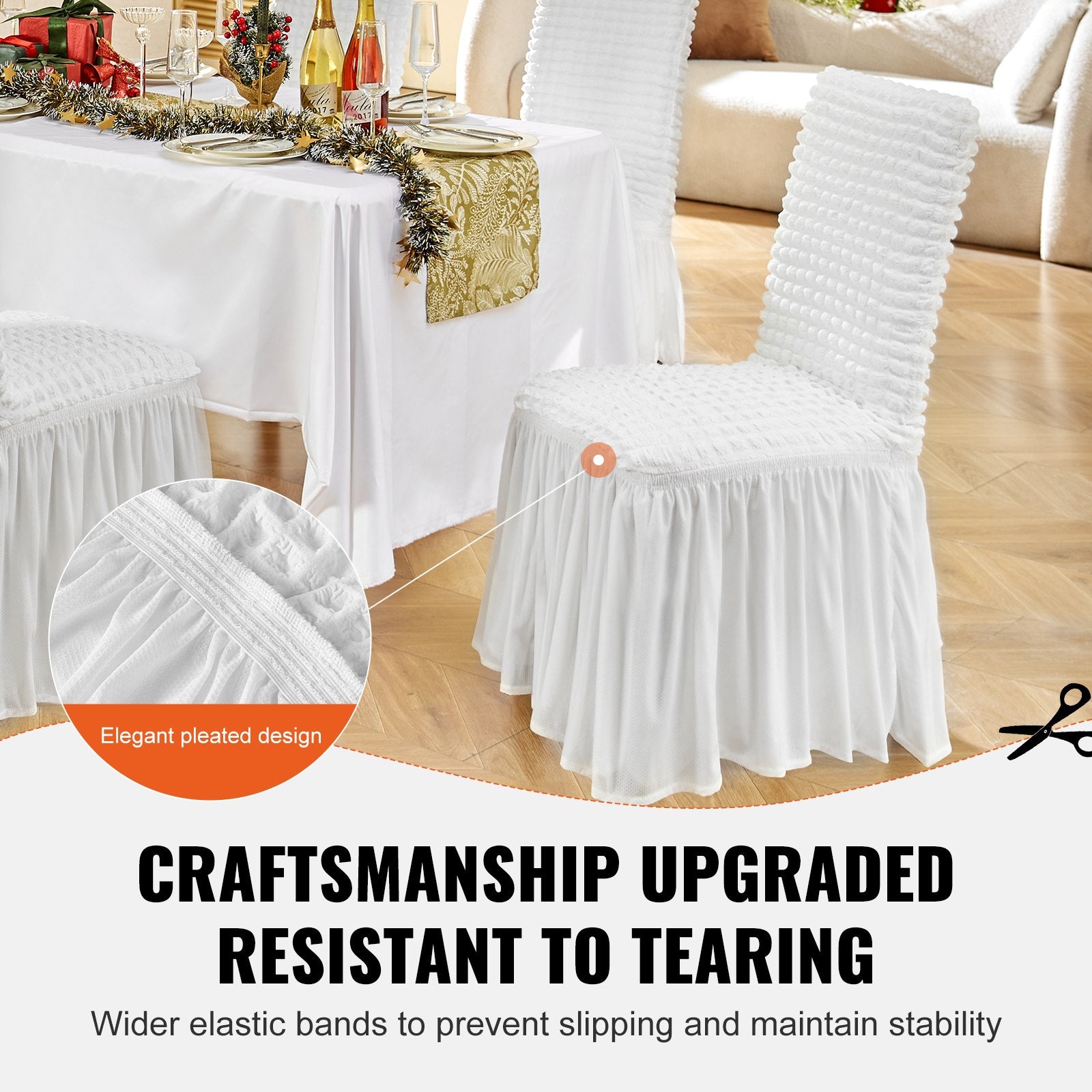 Women's Uggs & Slippers: VEVOR Stretch Spandex Folding Chair Covers, Universal Fitted Chair Cover with Skirt, Removable Washable Protective Slipcovers, for Wedding, Holiday, Banquet, Party, Celebration, Dining (4 PCS White)