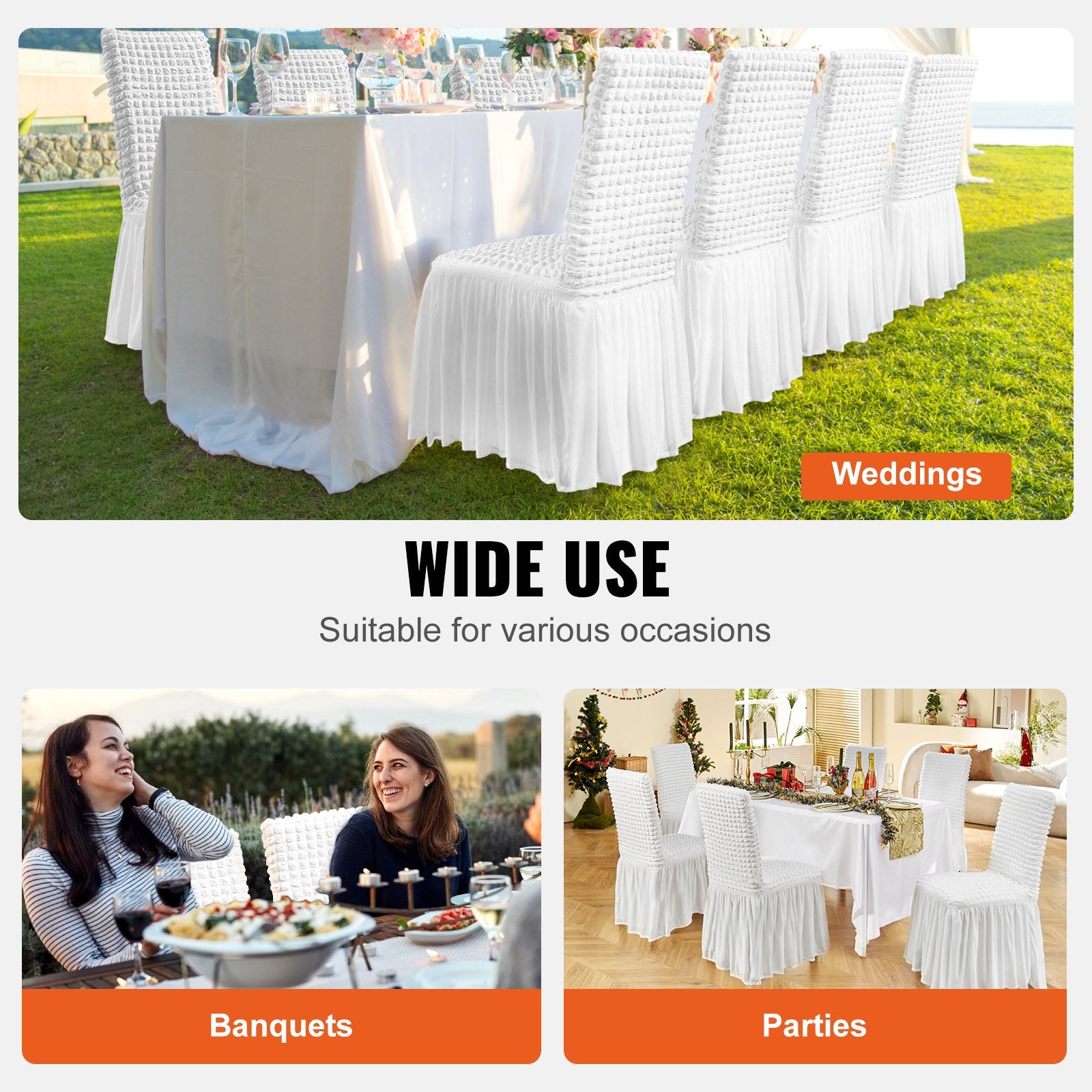 Women's Uggs & Slippers: VEVOR Stretch Spandex Folding Chair Covers, Universal Fitted Chair Cover with Skirt, Removable Washable Protective Slipcovers, for Wedding, Holiday, Banquet, Party, Celebration, Dining (4 PCS White)
