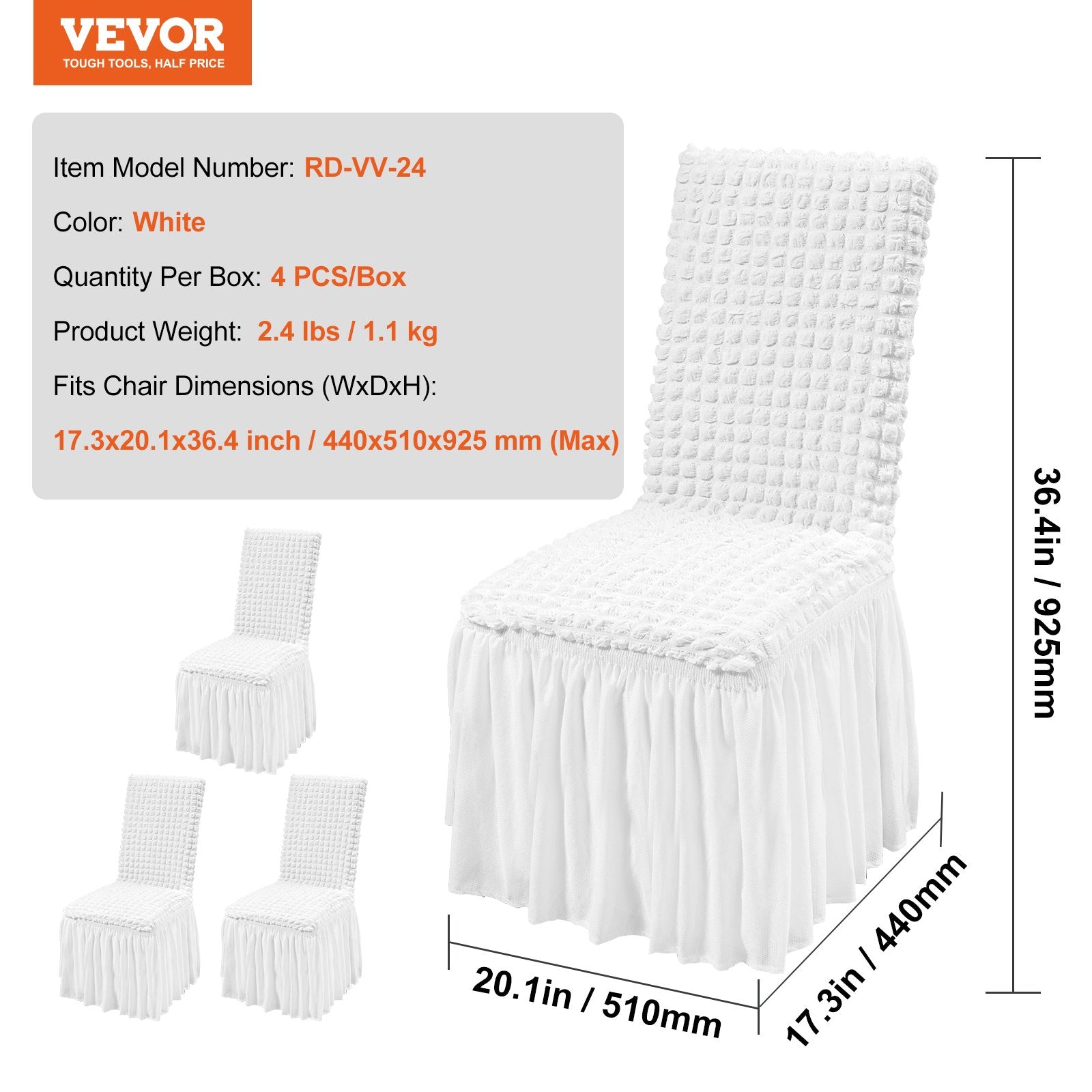 Women's Uggs & Slippers: VEVOR Stretch Spandex Folding Chair Covers, Universal Fitted Chair Cover with Skirt, Removable Washable Protective Slipcovers, for Wedding, Holiday, Banquet, Party, Celebration, Dining (4 PCS White)