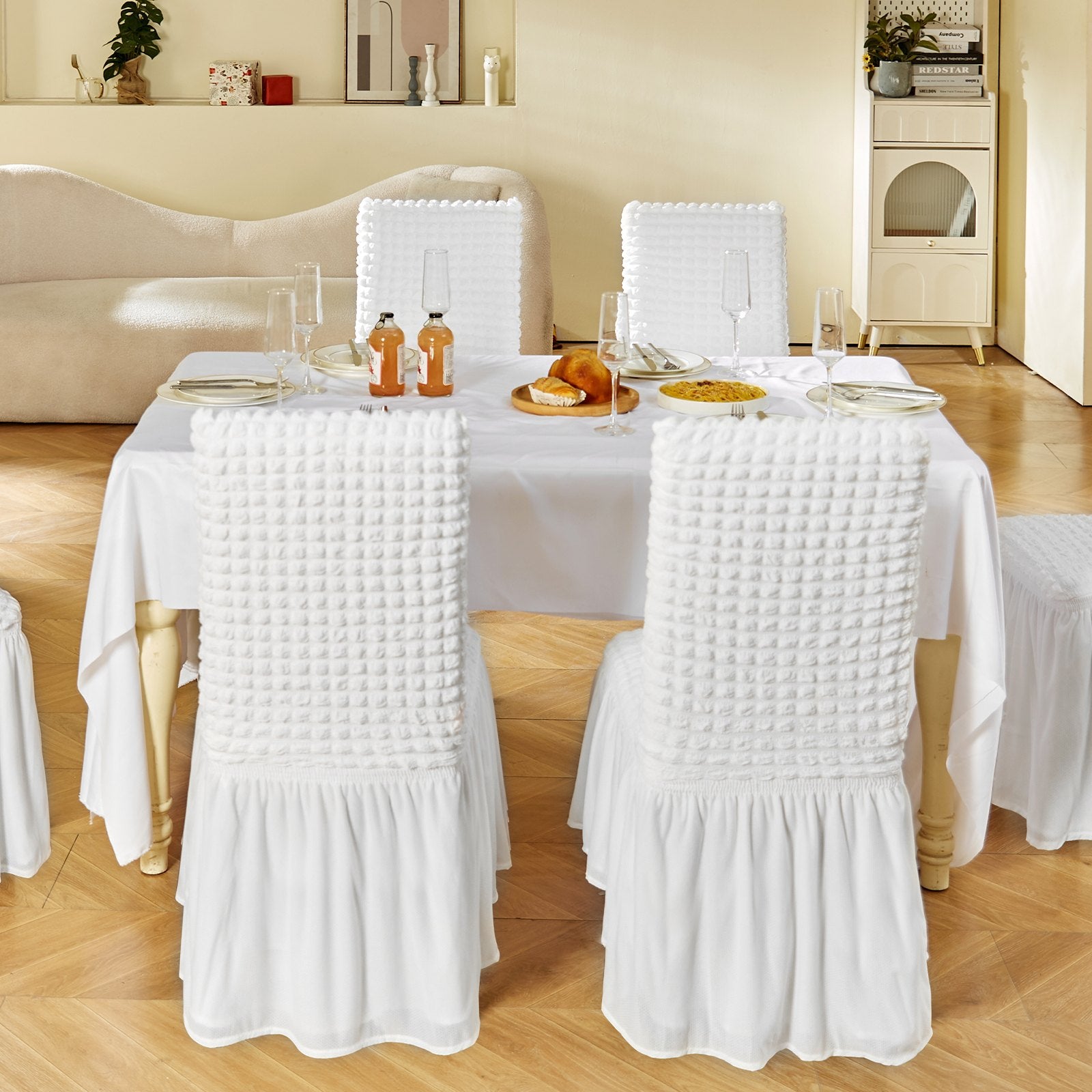 Women's Uggs & Slippers: VEVOR Stretch Spandex Folding Chair Covers, Universal Fitted Chair Cover with Skirt, Removable Washable Protective Slipcovers, for Wedding, Holiday, Banquet, Party, Celebration, Dining (4 PCS White)