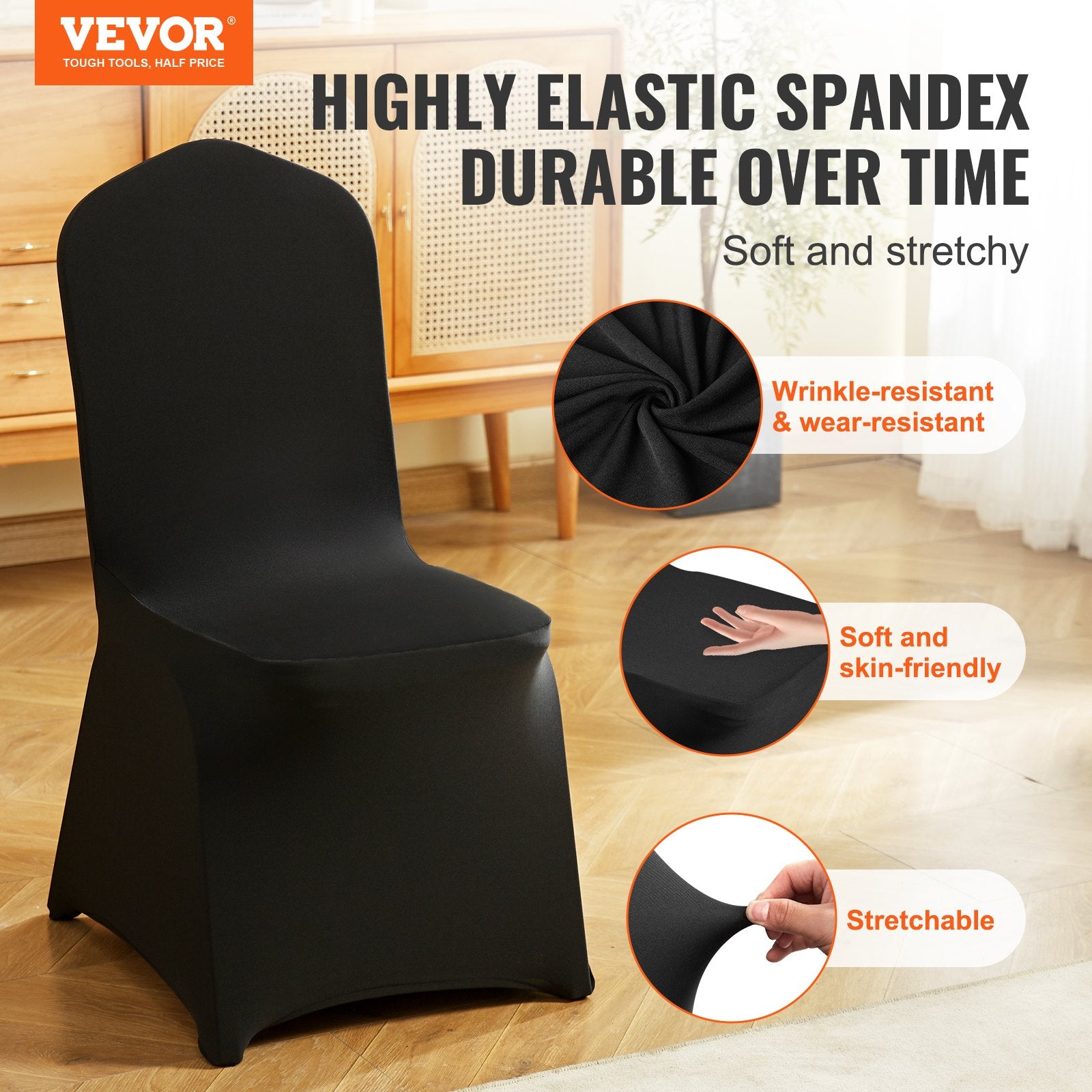 Wedding Favours: VEVOR Stretch Spandex Folding Chair Covers, Universal Fitted Chair Cover, Removable Washable Protective Slipcovers, for Wedding, Holiday, Banquet, Party, Celebration, Dining (30PCS Black)